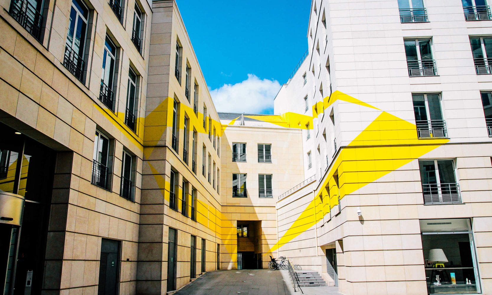 buildings with yellow design